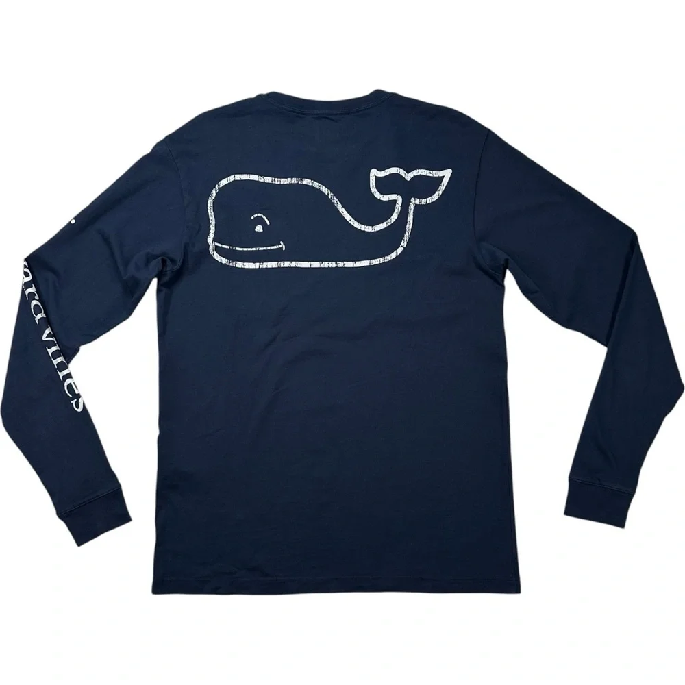 Vineyard Vines Vintage Whale Long-Sleeve Pocket‎ Tee Blue Blazer Size X-Small - Picture 4 of 14